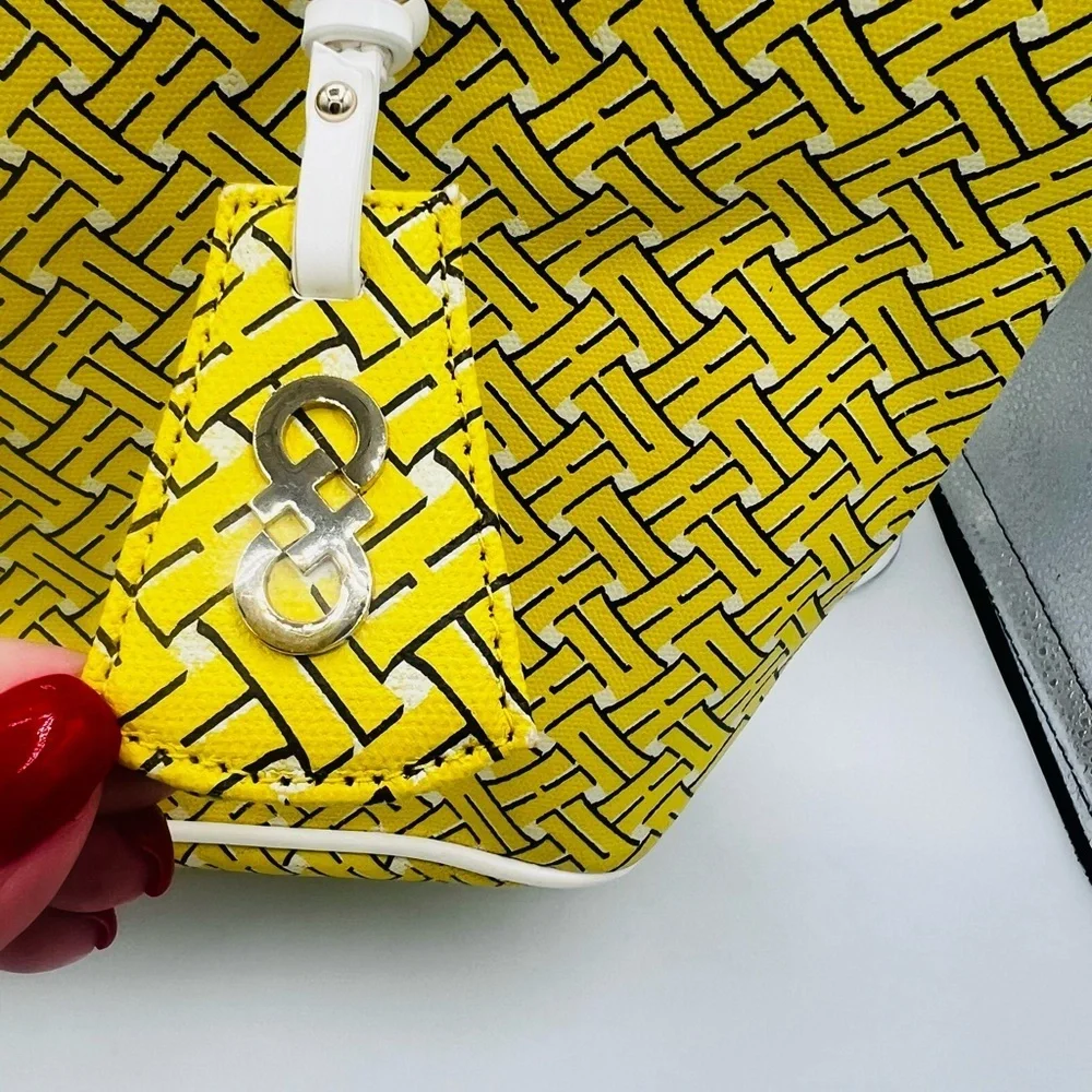 Cole Haan Yellow and White Geometric Tote